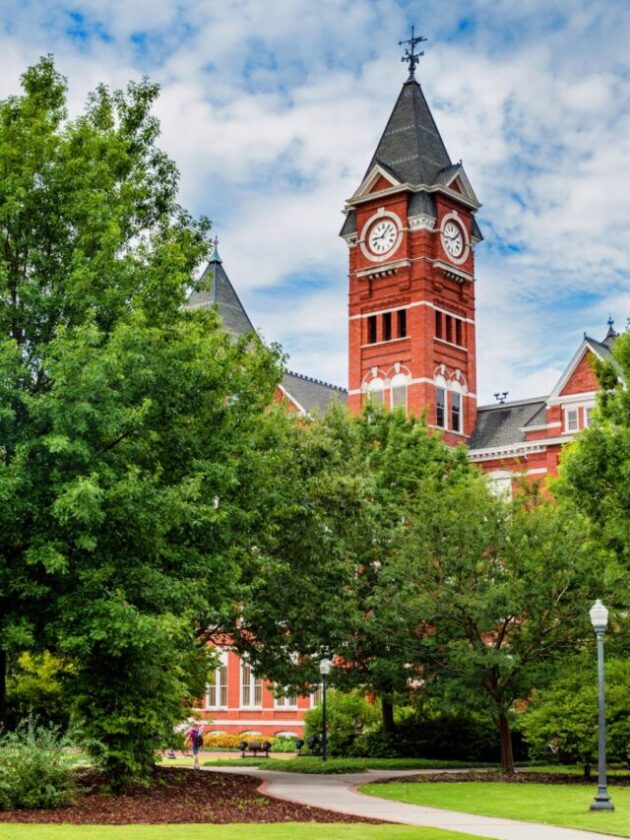 Historic building and campus at Auburn University in Auburn, Alabama